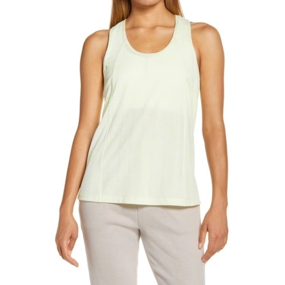 New Nordstrom Zella | Swing it Burnout Tank in Green Finch